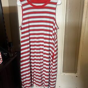 Time and Tru Red and White and Blue Striped Womens Dress